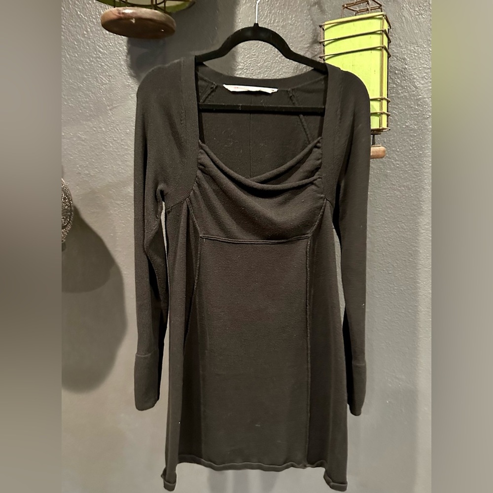 Athleta black long sleeve mini sweater dress LP